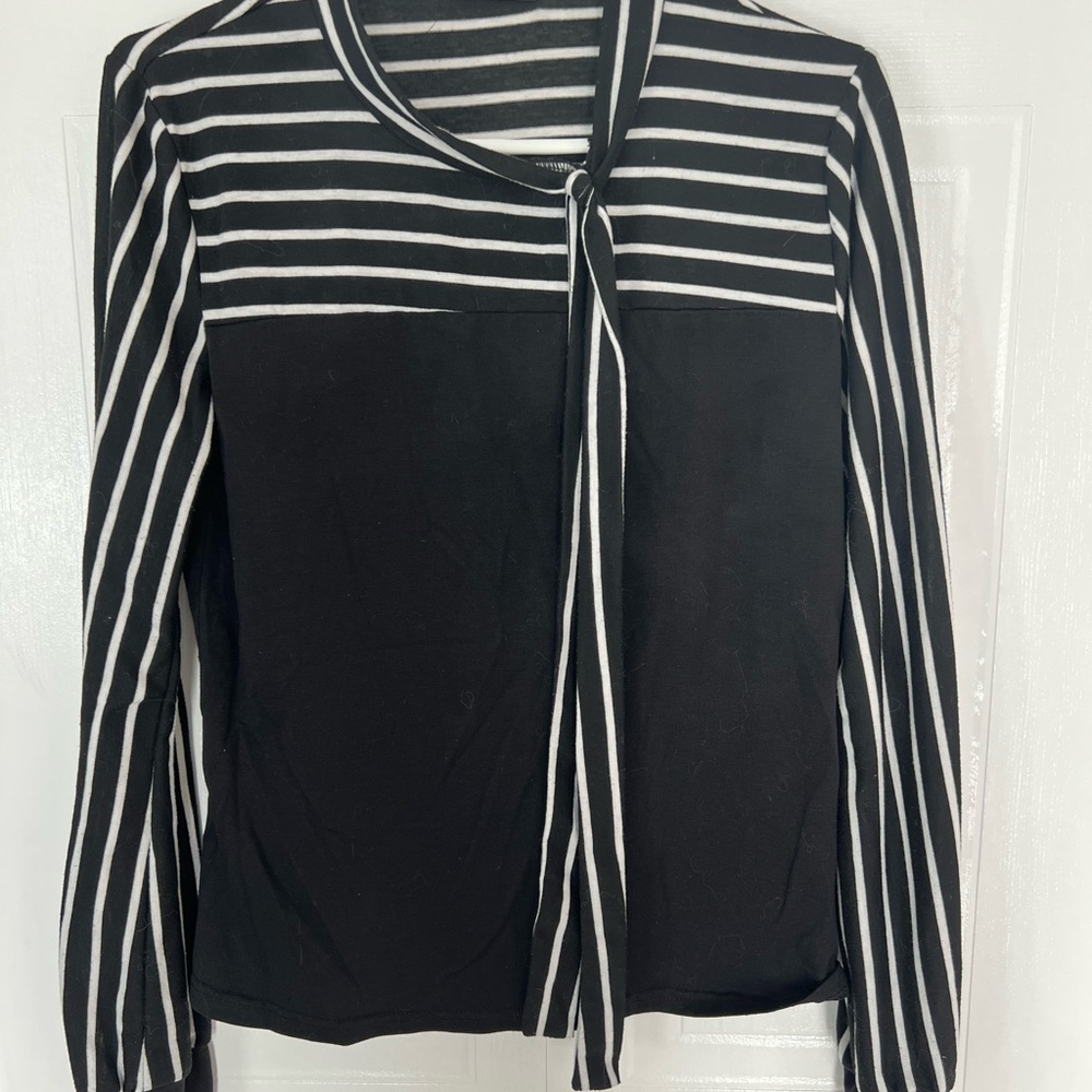 Black and White Striped Women's Top